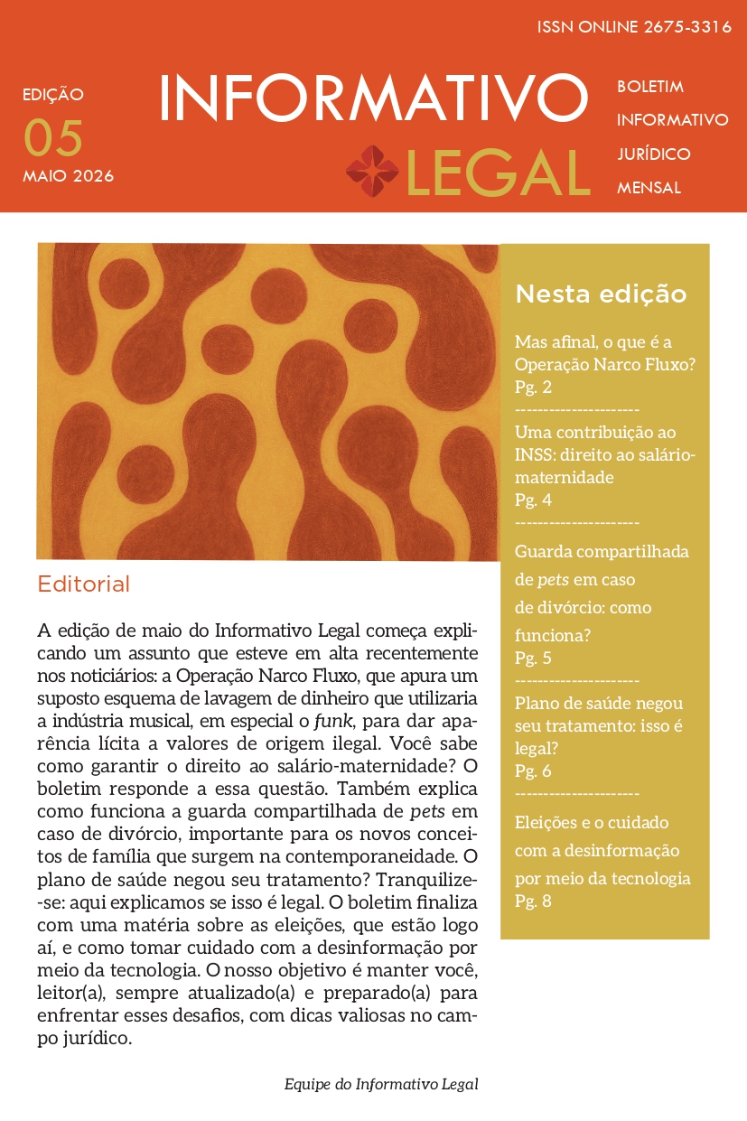 Capa "Informativo Legal - maio 2026"