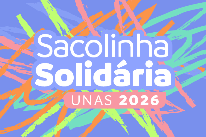 Imagem contendo título da campanha divulgada: Sacolinha Solidária UNAS 2026